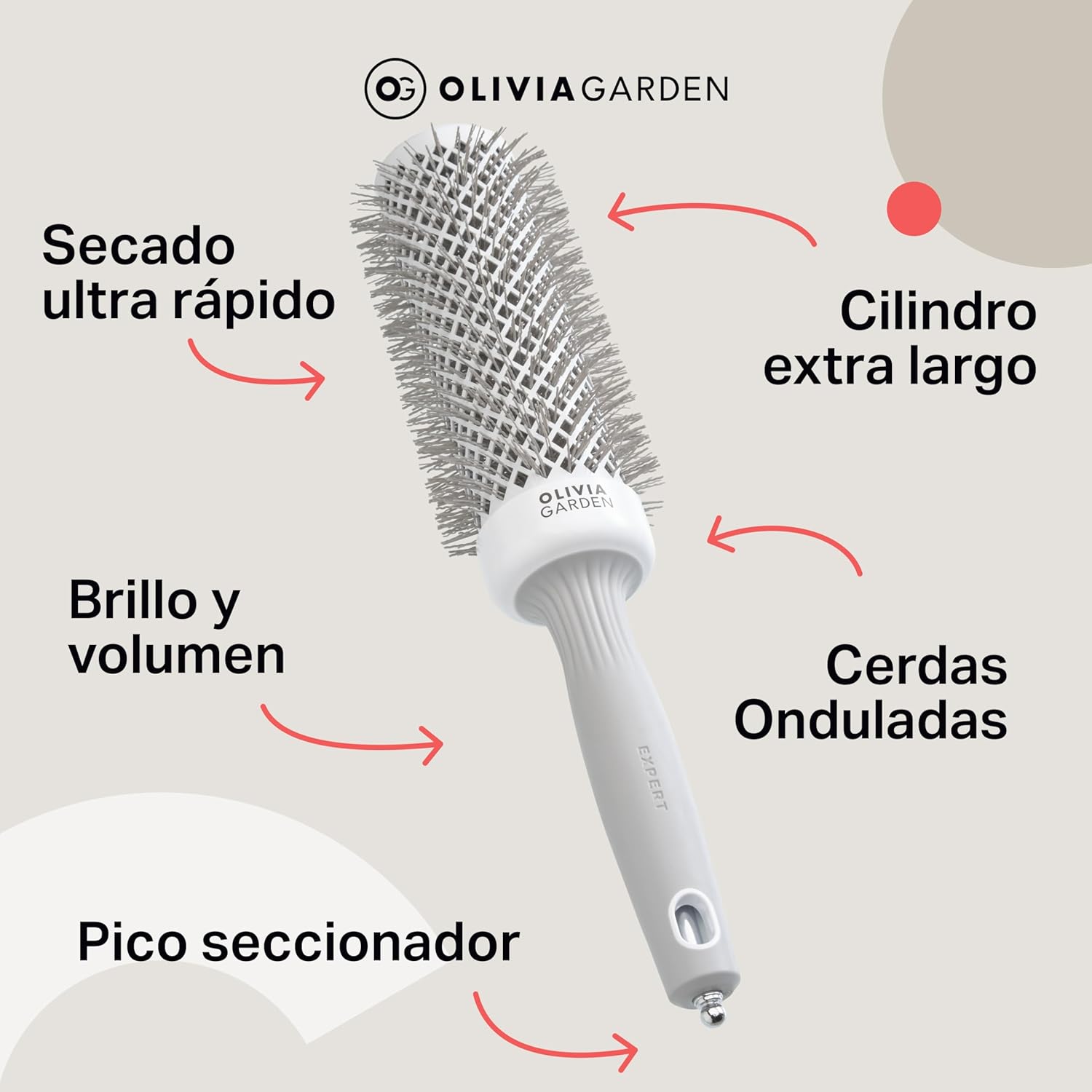 Cepillo Redondo redondo cerámica Olivia | A1716