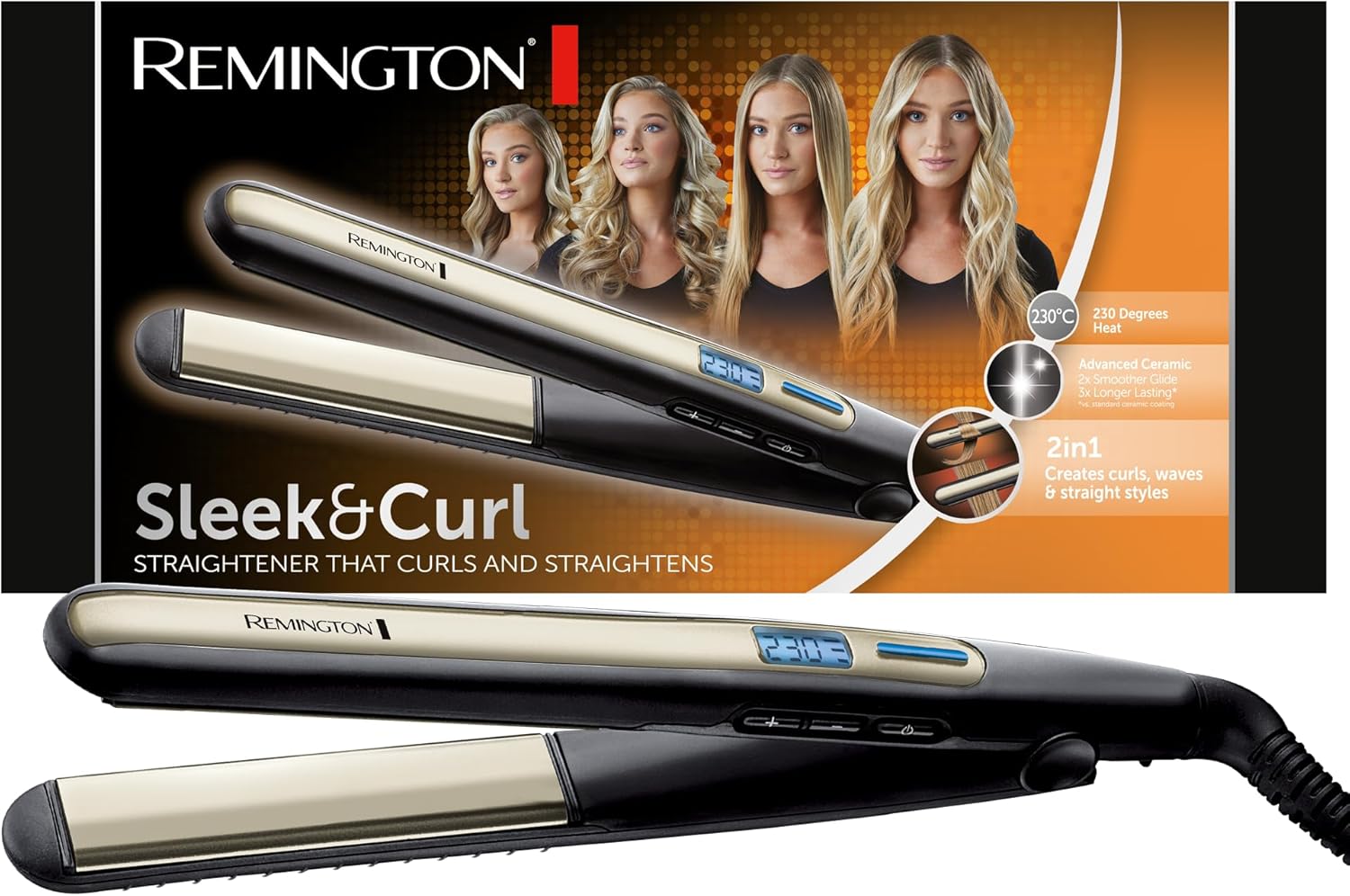 Plancha de pelo Remington Sleek & Curl | A1336